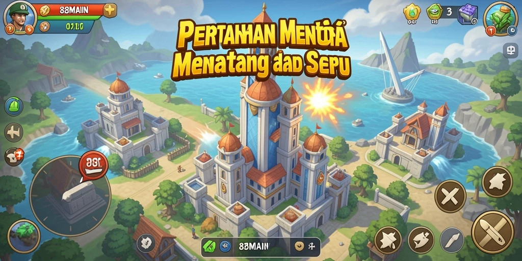 Screenshot utama 88MAIN menampilkan gameplay Tower Defense yang seru.