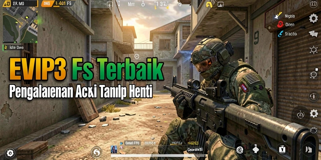 Screenshot dari gameplay menegangkan EVIP3 di arena pertempuran.