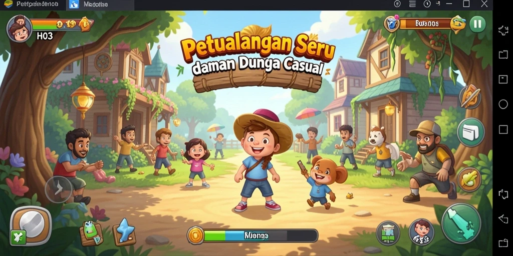 Tampilan gameplay H03 yang ceria dan penuh warna.