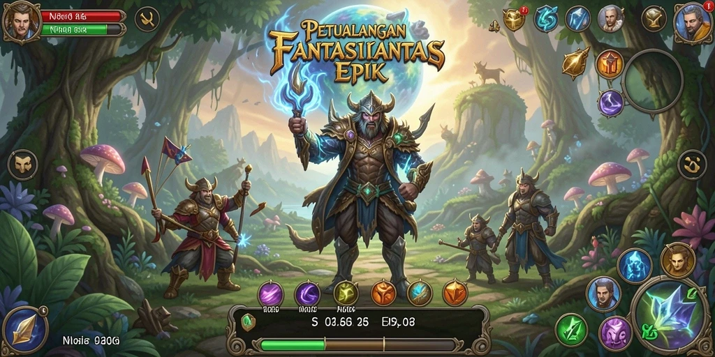 Screenshot utama N06 menampilkan pertarungan epik di dunia fantasi.
