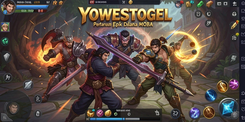 Tampilan utama gameplay seru YOWESTOGEL dengan aksi MOBA yang intens.